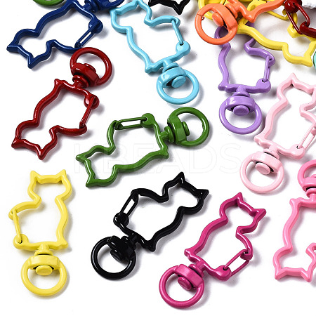 Spray Painted Eco-Friendly Alloy Swivel Snap Hooks Clasps PALLOY-T080-16-NR-1