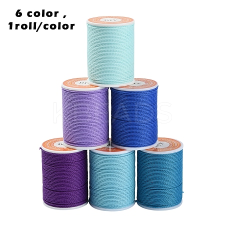 6 Rolls 6 Colors Round Waxed Polyester Cord YC-YW0001-07A-1