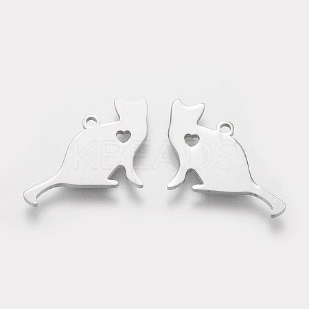 Non-Tarnish 304 Stainless Steel Kitten Pendants LS-STAS-Q201-T440-1