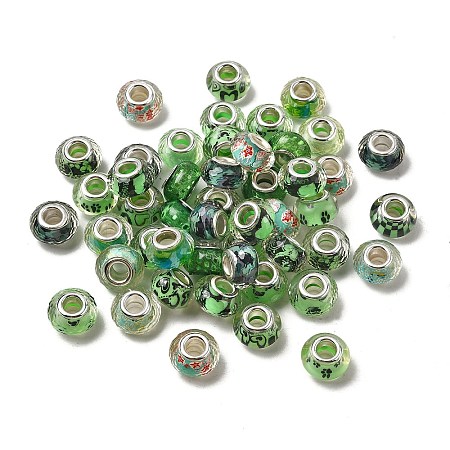 Printed Transparent Resin European Beads RESI-C063-03J-1