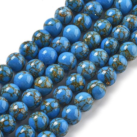 Synthetic Gold Line Turquoise Beads Strands G-A255-A03-01A-1