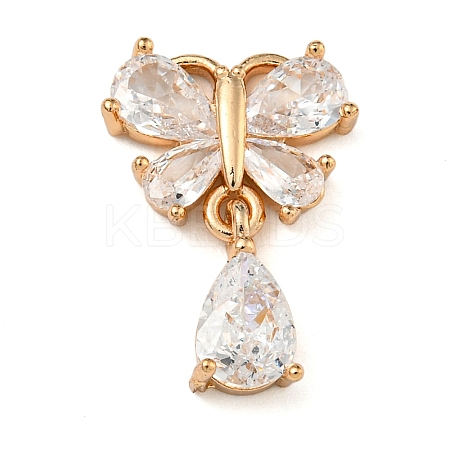 Brass Micro Pave Clear Cubic Zirconia Pendants LS-ZIRC-U003-01G-03-1