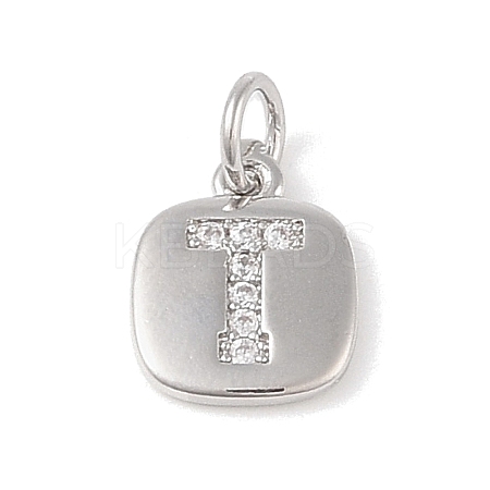 Rack Plating Brass Micro Pave CLear Cubic Zirconia Charms KK-E110-14P-T-1
