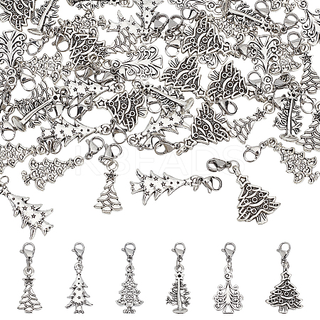 Christmas Trees Alloy Pendant Decoration HJEW-FG00005-1
