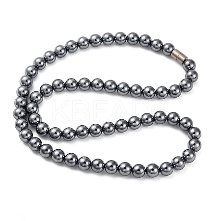 8mm Round Terahertz Stone Beaded Necklaces NJEW-H045-02-1
