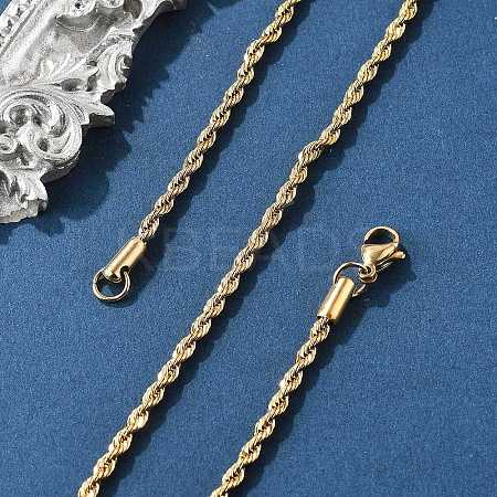 Ion Plating(IP) 304 Stainless Steel Rope Chain Necklaces STAS-M174-009G-1