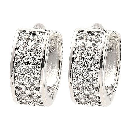 Brass with Cubic Zirconia Thick Hoop Earrings EJEW-D078-27P-1