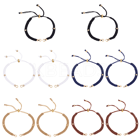 10Pcs 5 Colors Braided Nylon Cord Slider Bracelet Makings AJEW-GO00047-1