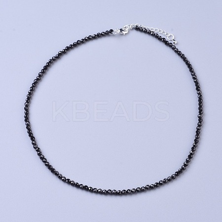 Natural Black Spinel Beaded Necklaces NJEW-K114-B-A20-1