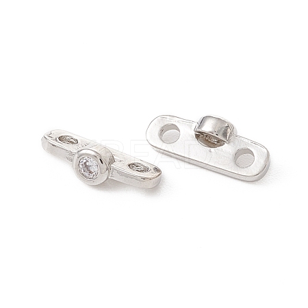 Rack Plating Brass Pave Clear Cubic Zirconia Connector Charms KK-G433-04P-1