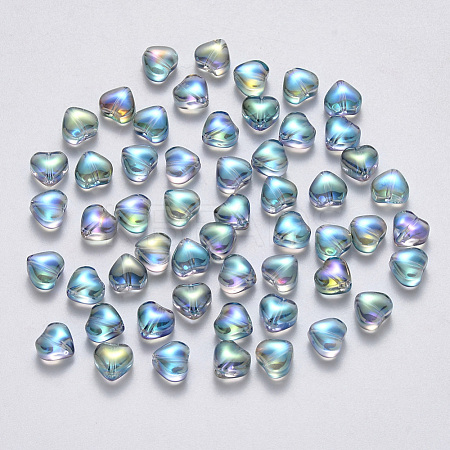 Transparent Spray Painted Glass Beads X-GLAA-R211-02-D01-1