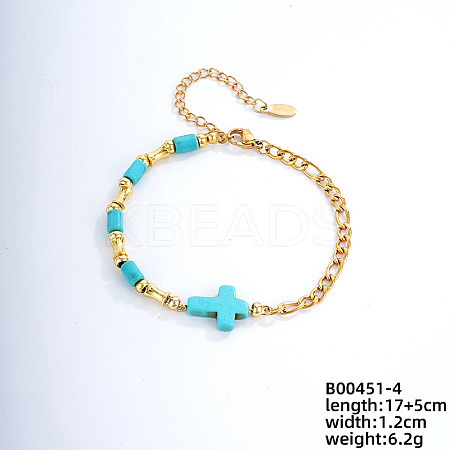 Fashionable Korean Style Brass Synthetic Turquoise Bracelets LH9898-4-1