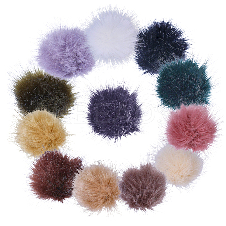 12Pcs 12 Colors Faux Fox Fur Soft Pompom Ball DIY-GL0005-45-1