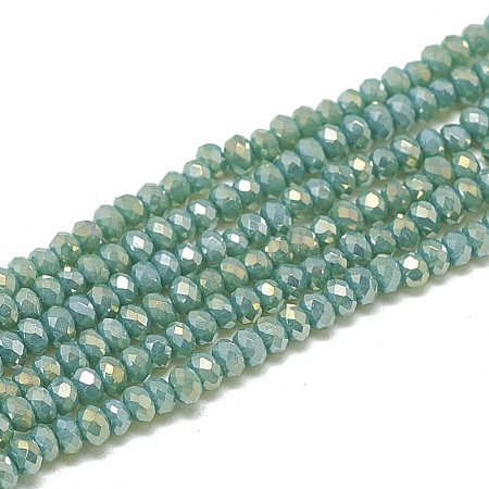 Electroplate Opaque Solid Color Glass Beads Strands EGLA-Q112-B13-1