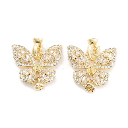 Brass with Cubic Zirconia Fold Over Clasps KK-P271-14G-1
