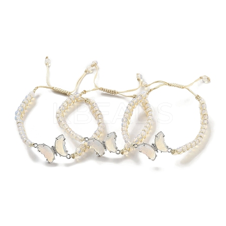 Opalite Braided Round Bead Bracelets BJEW-K251-06J-1