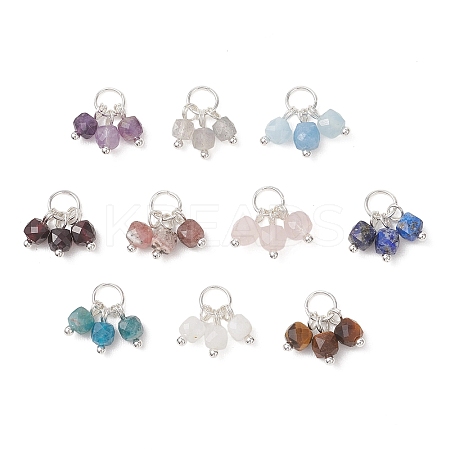 10Pcs 10 Styles Natural Mixed Gemstone Pendants PALLOY-JF04932-01-1