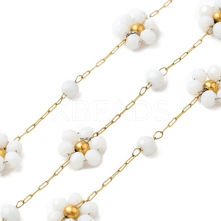 Handmade 304 Stainless Steel Beaded Chains CHS-L031-08G-02-1