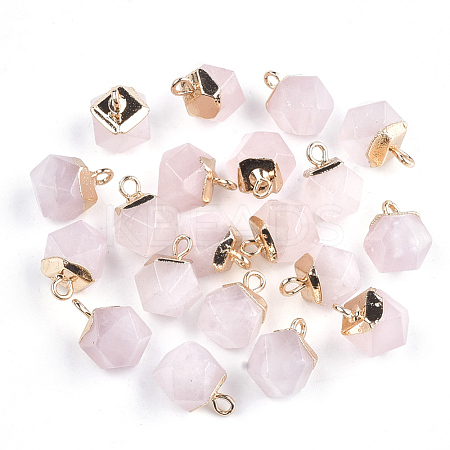 Electroplate Natural Rose Quartz Charms X-G-S344-08H-1