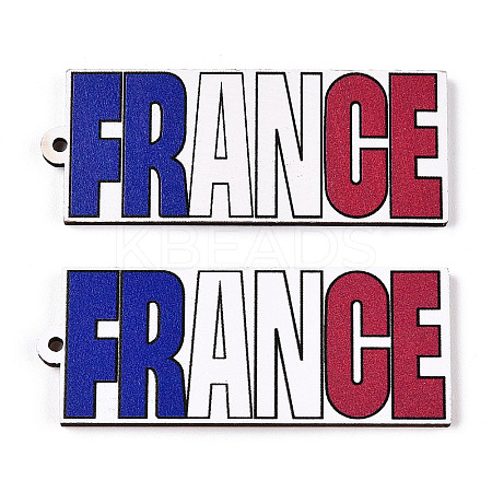 French Theme Printed Wood Pendants WOOD-N016-09-1