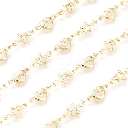 Brass Heart & Star Link Chains CHC-K009-02G-1