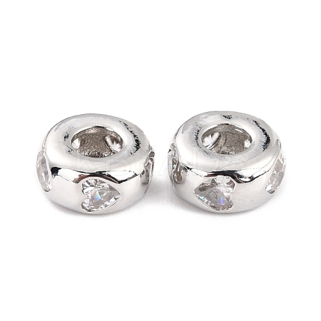 Brass Micro Pave Clear Cubic Zirconia Beads ZIRC-P091-01A-P-RS-1