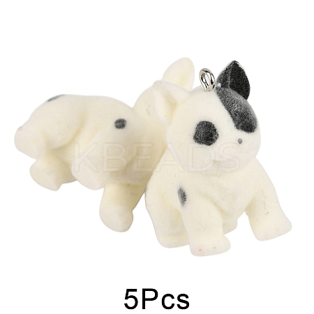 5Pcs Flocky Resin Pendants FIND-YW0009-13-1