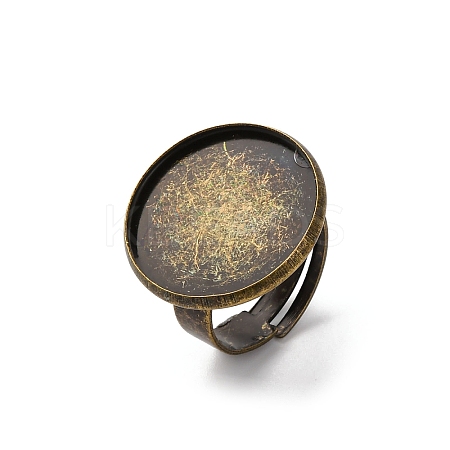 Brass Adjustable Ring Blank Base Cabochon Setting Components KK-O003-05AB-NF-1