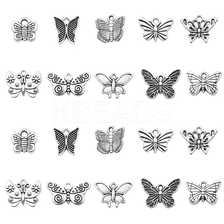 100Pcs 10 Styles Tibetan Style Zinc Alloy Pendants TIBEP-CJ0002-91-1