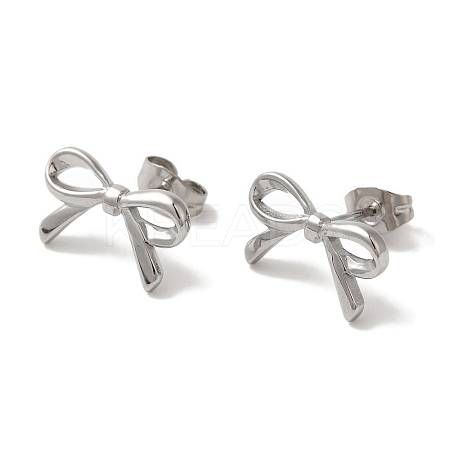 Non-Tarnish 304 Stainless Steel Bowknot Stud Earrings for Women EJEW-Z066-14P-1