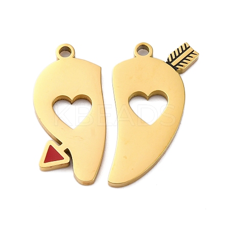 304 Stainless Steel Enamel Split Pendants STAS-H235-04A-G-1