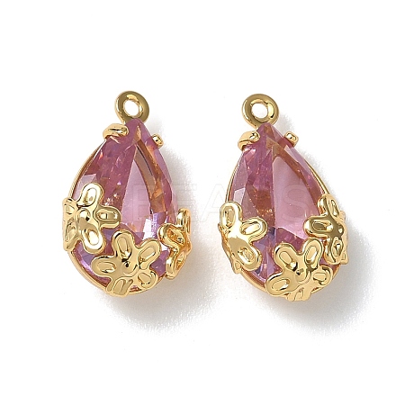 Brass Micro Pave Cubic Zirconia Pendants KK-Z136-06G-02-1