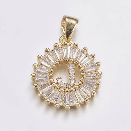 Long-Lasting Plated & Rack Plating Brass Micro Pave Cubic Zirconia Letter Pendants X-ZIRC-A007-03J-G-1