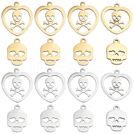 24Pcs 4 Style 201 Stainless Steel Charms STAS-DC0008-59-1