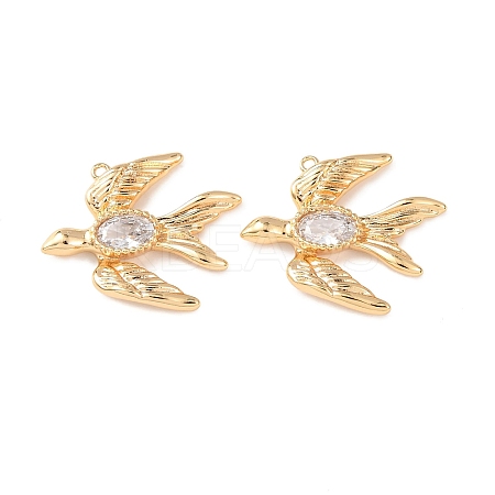 Brass Pave Clear Cubic Zirconia Pendants KK-Z142-10G-1