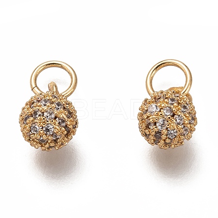 Brass Micro Pave Clear Cubic Zirconia Charms ZIRC-B002-40G-1