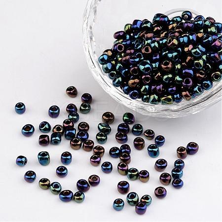 6/0 Electroplated Iris Round Glass Seed Beads X-SEED-A009-4mm-604-1