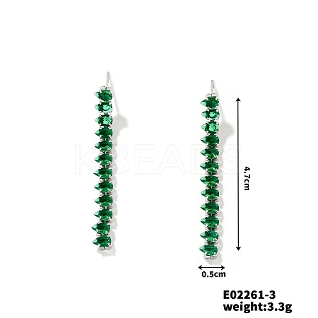 Dainty Japanese Teardrop Style Stud Earrings with Tassels and Rhinestones RD3372-2-1