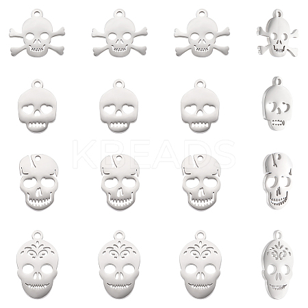 16Pcs 4 Styles 201 & 304 Stainless Steel Charms STAS-UN0060-22-1