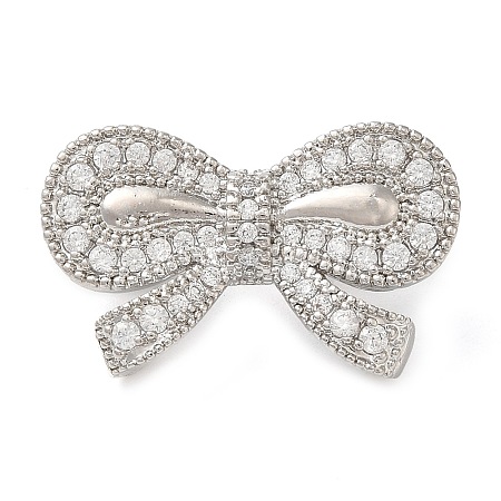 Brass Micro Pave Clear Cubic Zirconia Fold Over Clasps KK-G505-29P-1