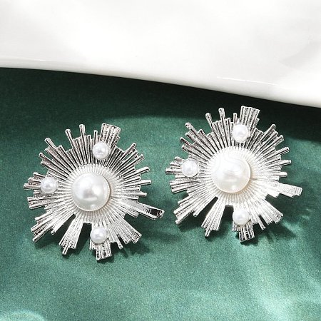 Brass ABS Imitation Pearl Stud Earrings EJEW-M082-06P-1