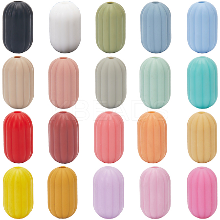 40Pcs 20 Colors Oval Silicone Focal Beads SIL-SC0002-33-1