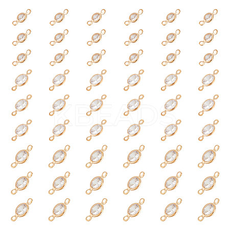 60Pcs 3 Styles Brass Pave Clear Cubic Zirconia Connector Charms FIND-UN0004-42-1