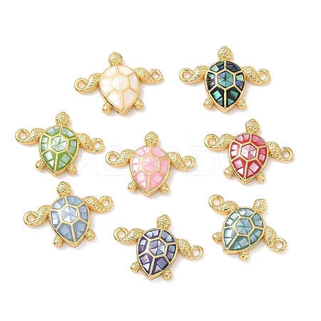 Brass Enamel Turtle Connector Charms KK-H534-03G-1