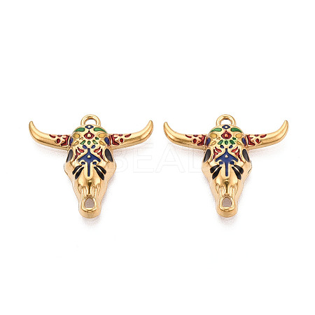 304 Stainless Steel Enamel Pendants X-STAS-N124-09B-G-1