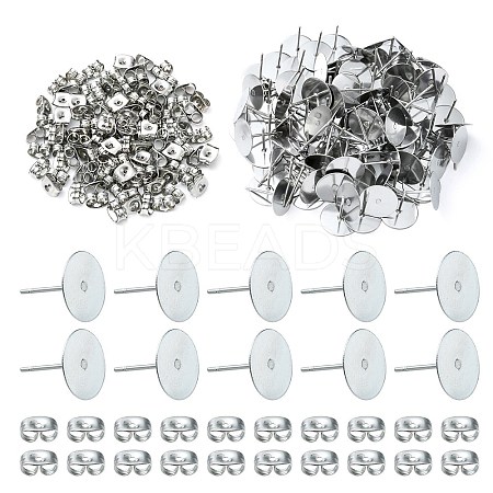 100Pcs 304 Stainless Steel Stud Earring Findings STAS-YW0001-43B-1