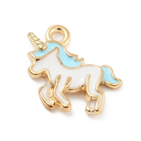 Light Gold Plated Alloy Enamel Pendants ENAM-M219-08KCG-04-1