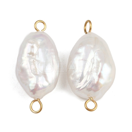 Natural Freshwater Pearl Keshi Pearl Nuggets Connector Charms STAS-D378-16G-1