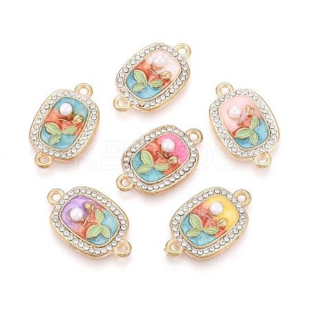 Alloy Crystal Rhinestone and ABS Imitation Pearl Connector Charms PALLOY-T092-08G-1