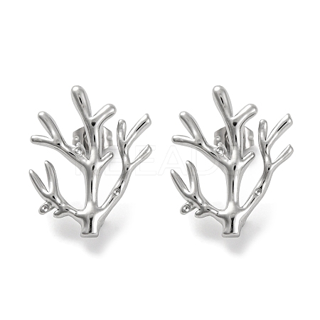 304 Stainless Steel Tree Branch Stud Earrings EJEW-D281-08S-1